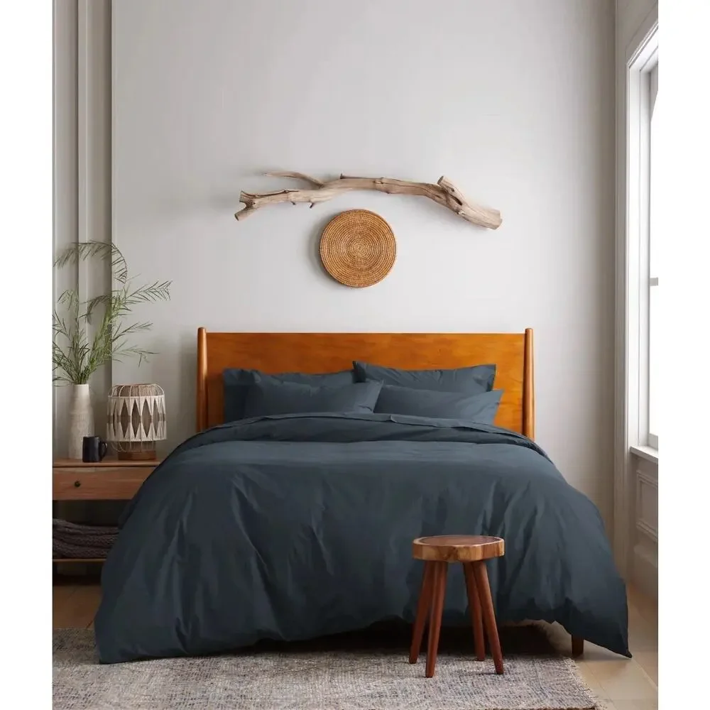 Quince King Organic Brushed Cotton Duvet Cover Nightfall Gray Calif King NEW